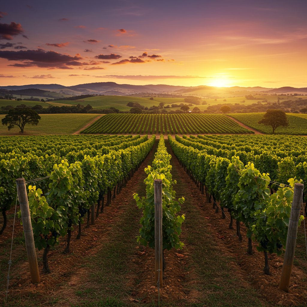 Imagem da Vinícola no pôr do sol